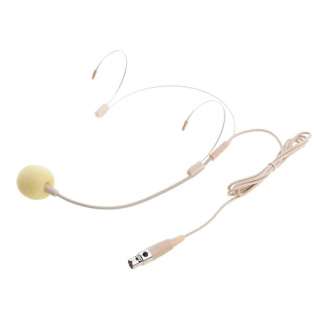 Double Ear Hook Wired Headset Headworn Microphone Beige XLR 4Pin