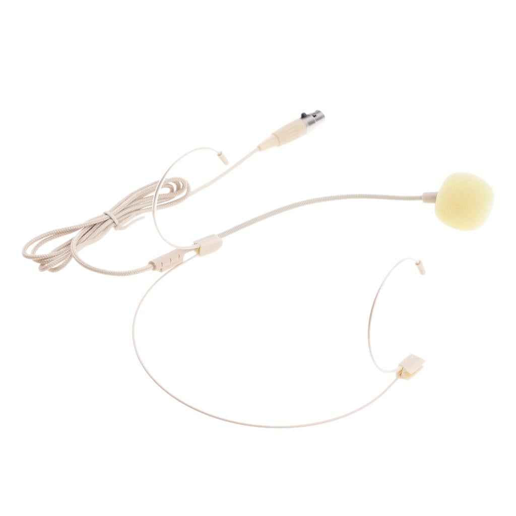 Double Ear Hook Wired Headset Headworn Microphone Beige XLR 4Pin