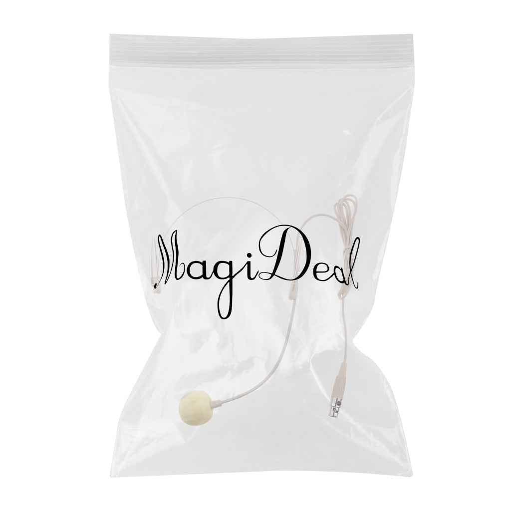 Double Ear Hook Wired Headset Headworn Microphone Beige XLR 4Pin
