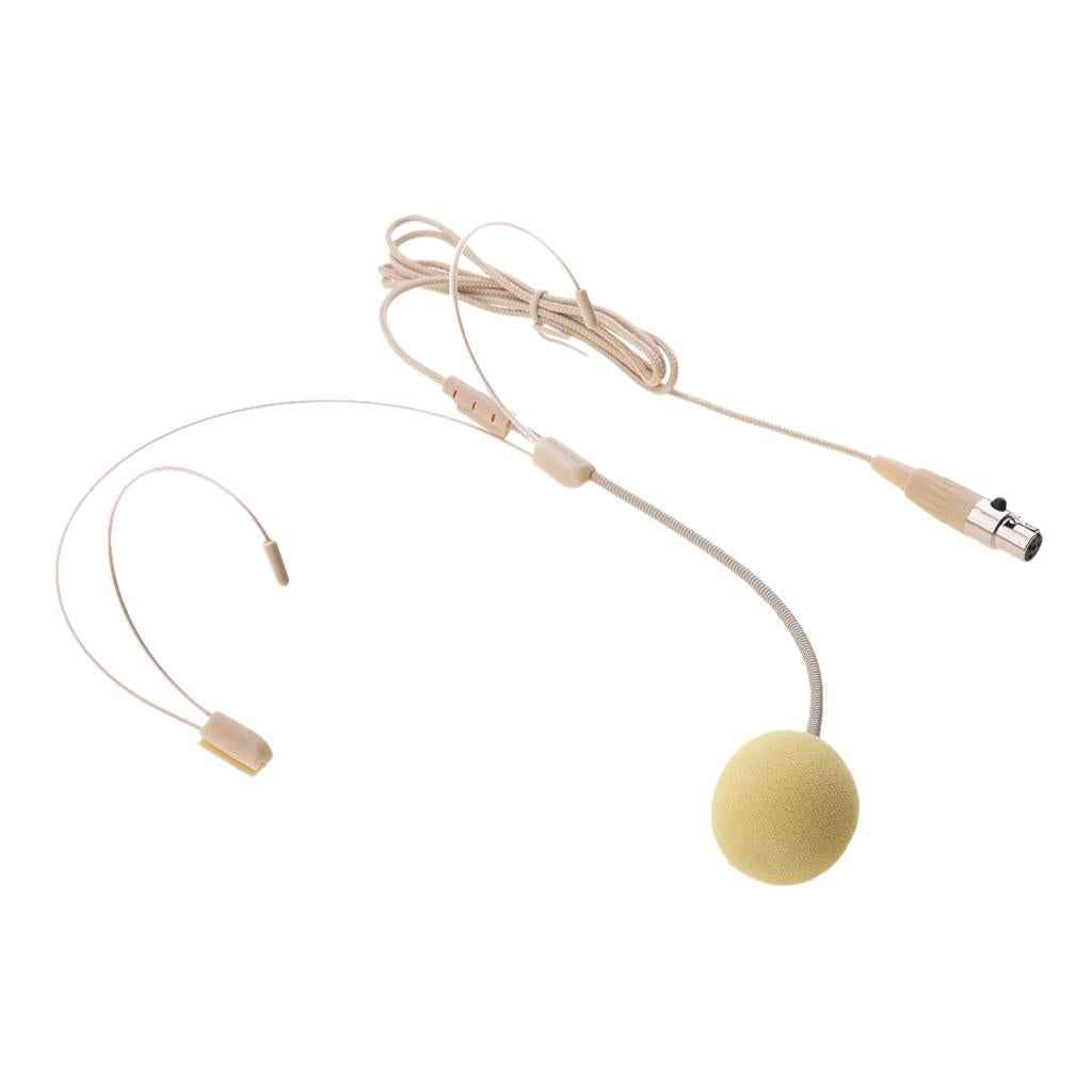 Double Ear Hook Wired Headset Headworn Microphone Beige XLR 4Pin