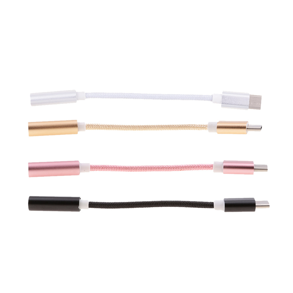 2 X Type C to 3.5mm Headphone Jack Adapter Converter for Moto Z / Le 2 Black