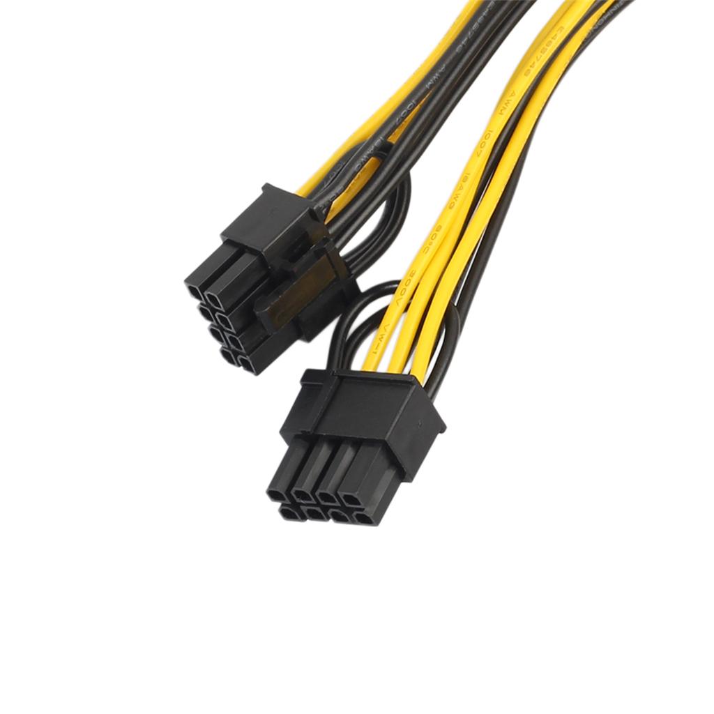 6Pin Female to 2x 8Pin (6+2) Male PCI Express Power Adapter Y Splitter Cable