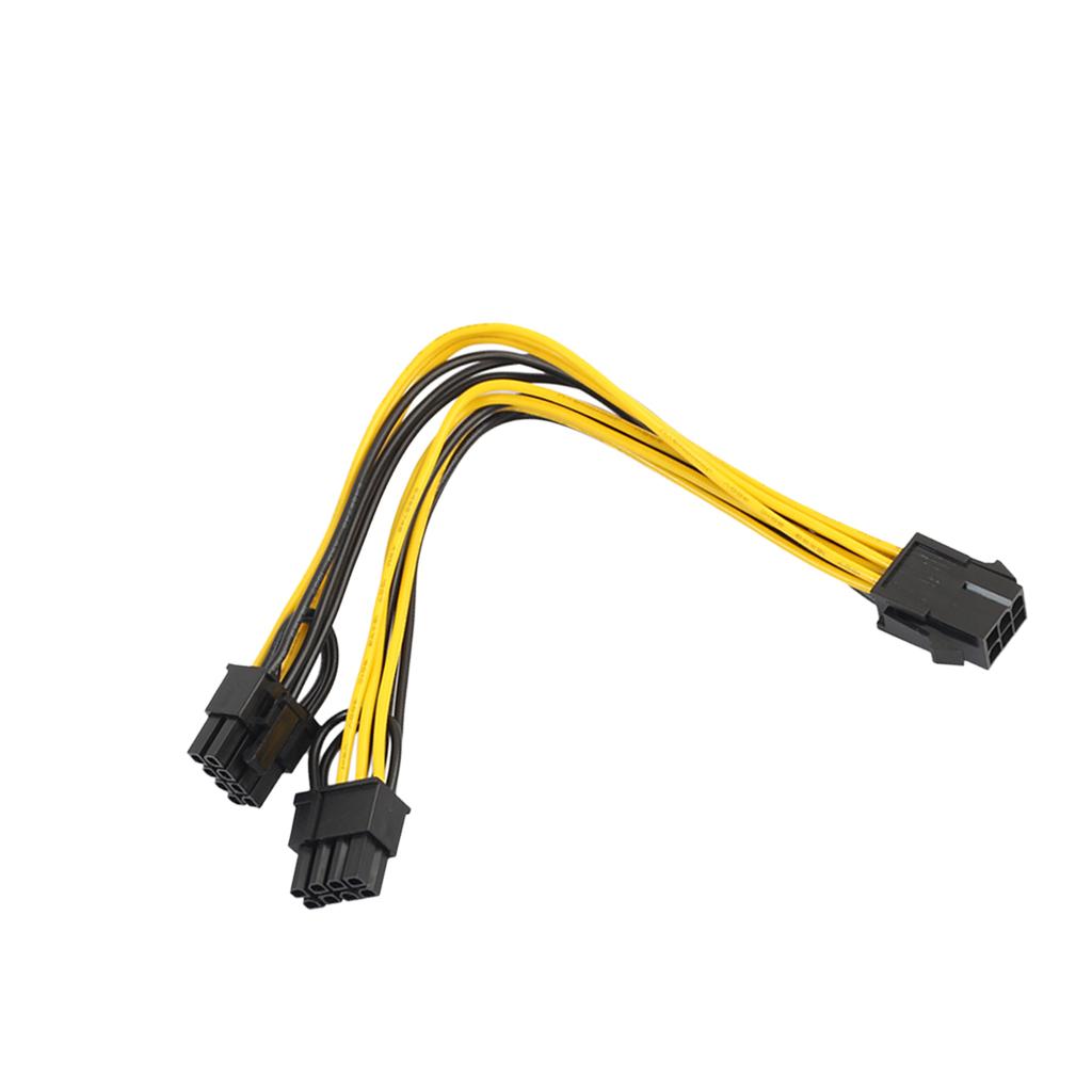 6Pin Female to 2x 8Pin (6+2) Male PCI Express Power Adapter Y Splitter Cable