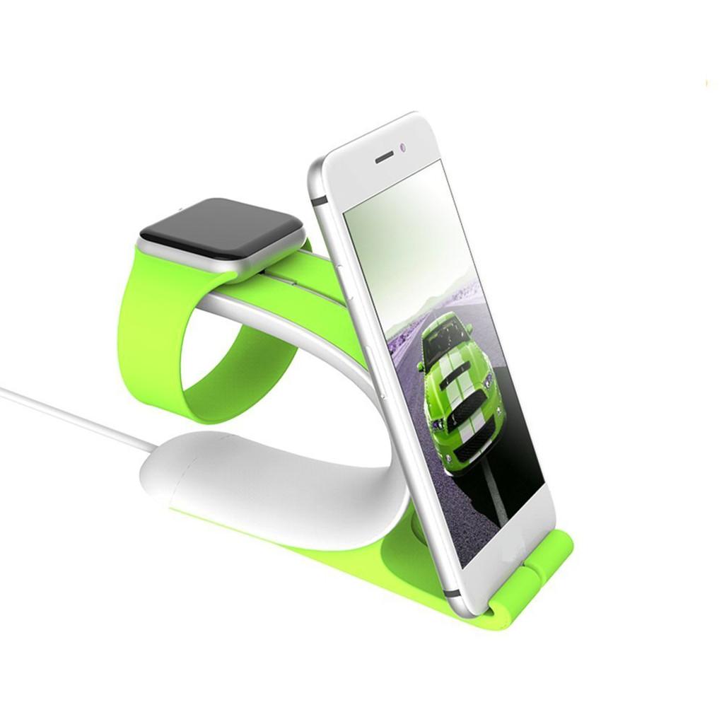 2 in 1 Desktop Station Charging Dock Holder for Apple iPhone iWatch Green