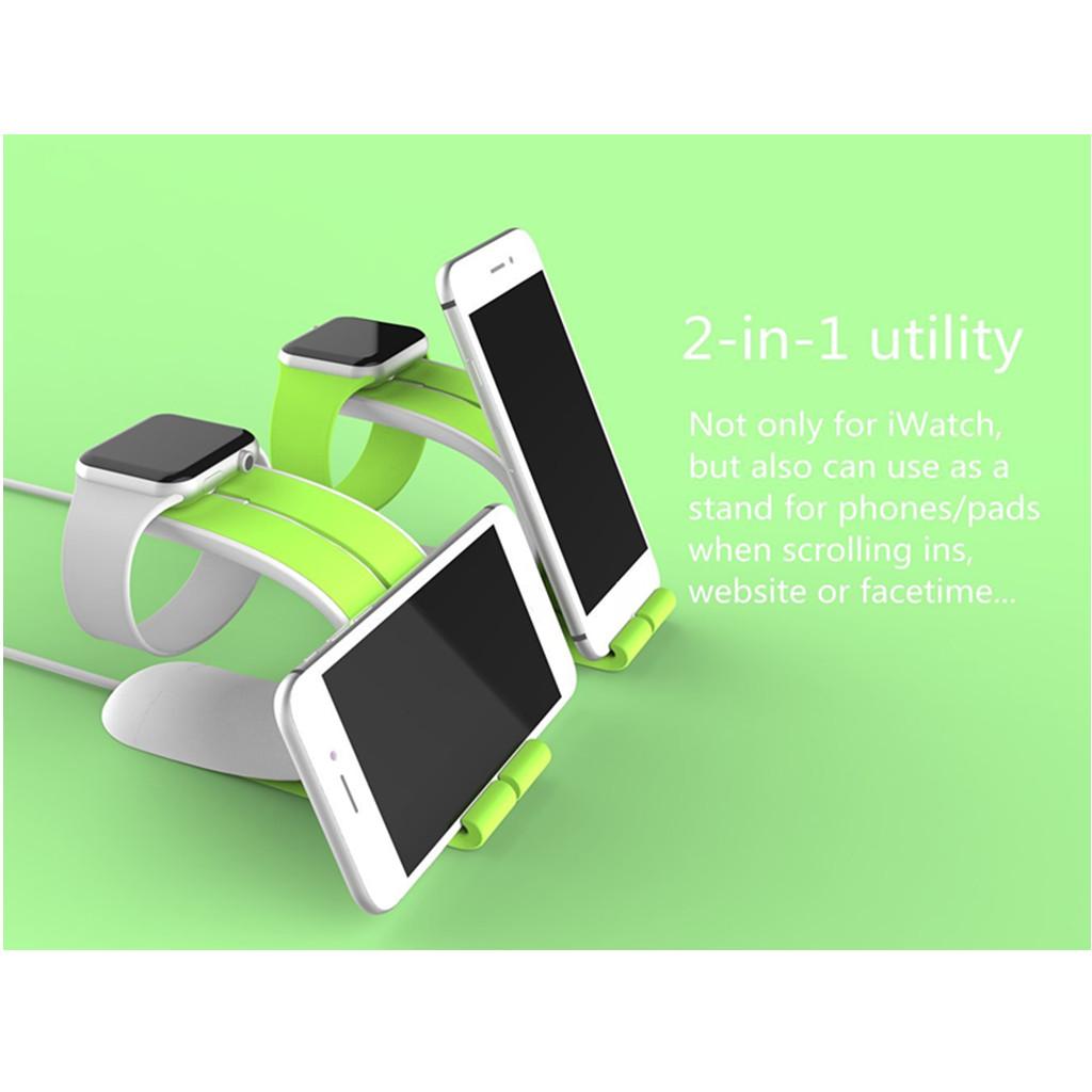 2 in 1 Desktop Station Charging Dock Holder for Apple iPhone iWatch Green