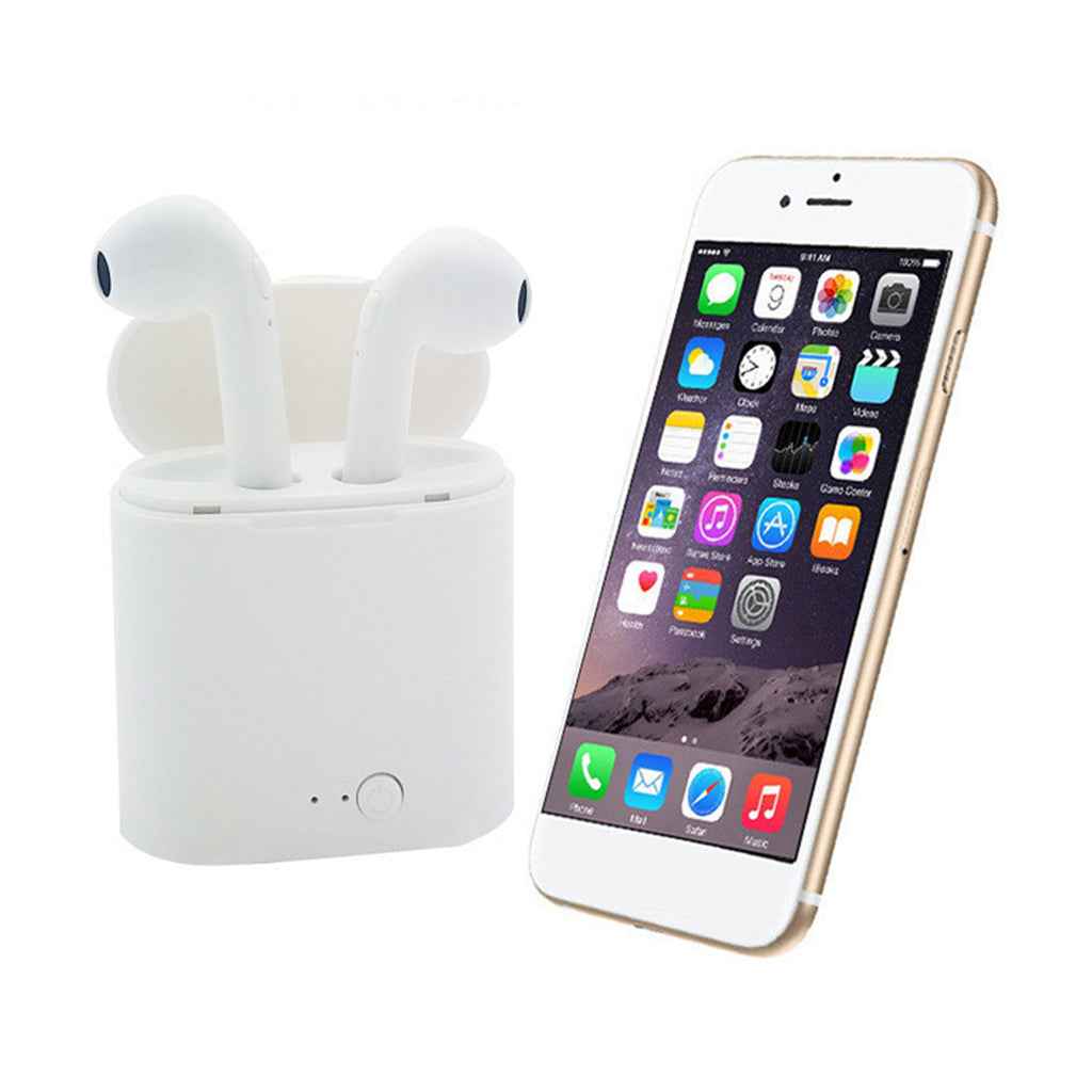 TWS i7 Wireless Bluetooth 4.1 HeadPhones Stereo Earbud W/ Charger Box White