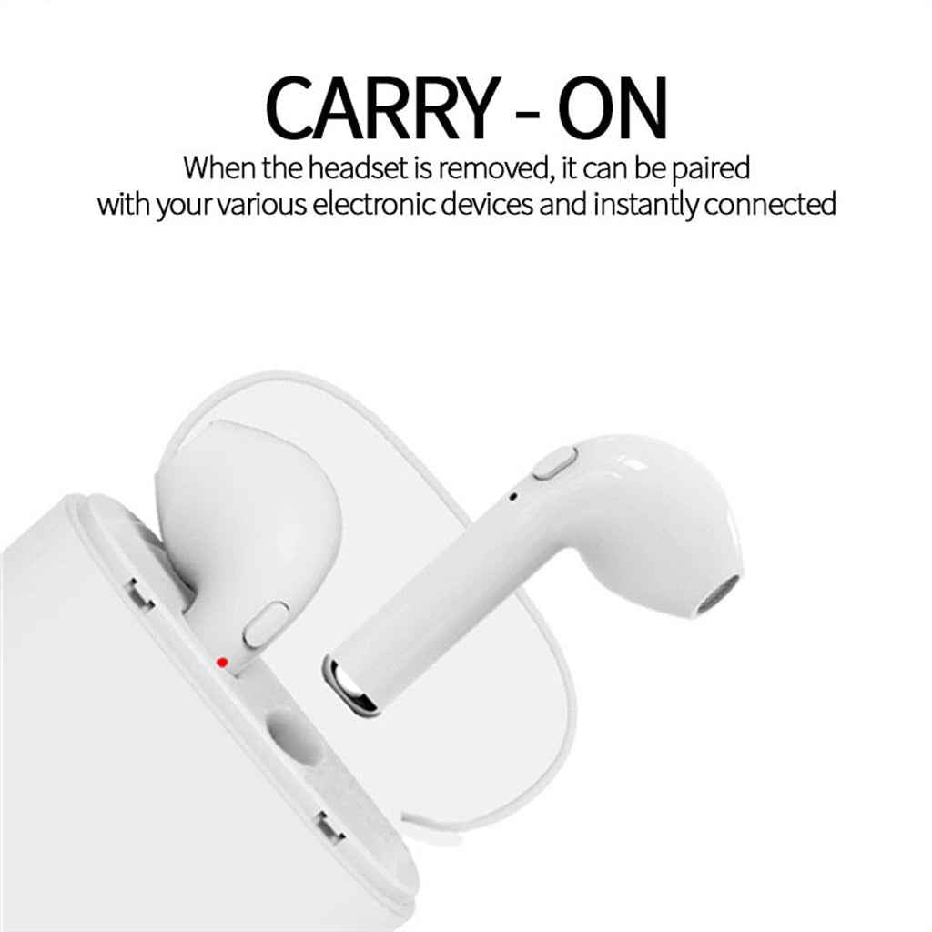 TWS i7 Wireless Bluetooth 4.1 HeadPhones Stereo Earbud W/ Charger Box White
