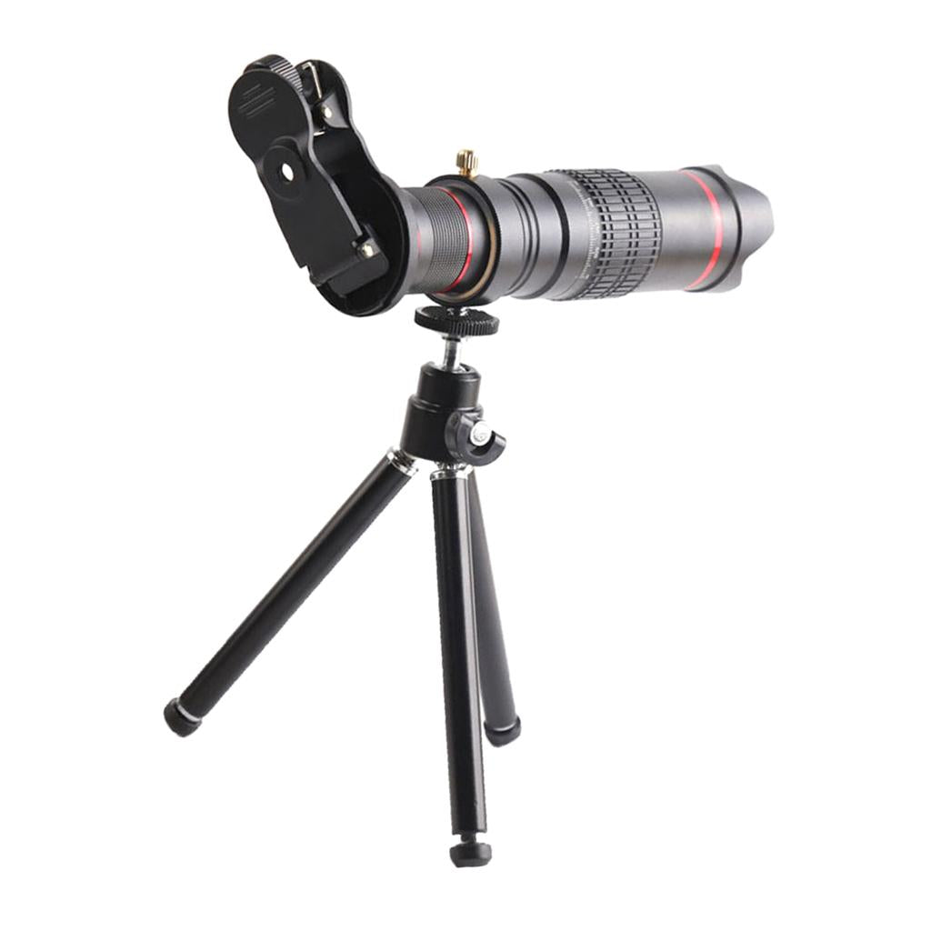 22X Zoom Camera Lens Kit Clip-On Phone Telephoto External Lens Tripod black