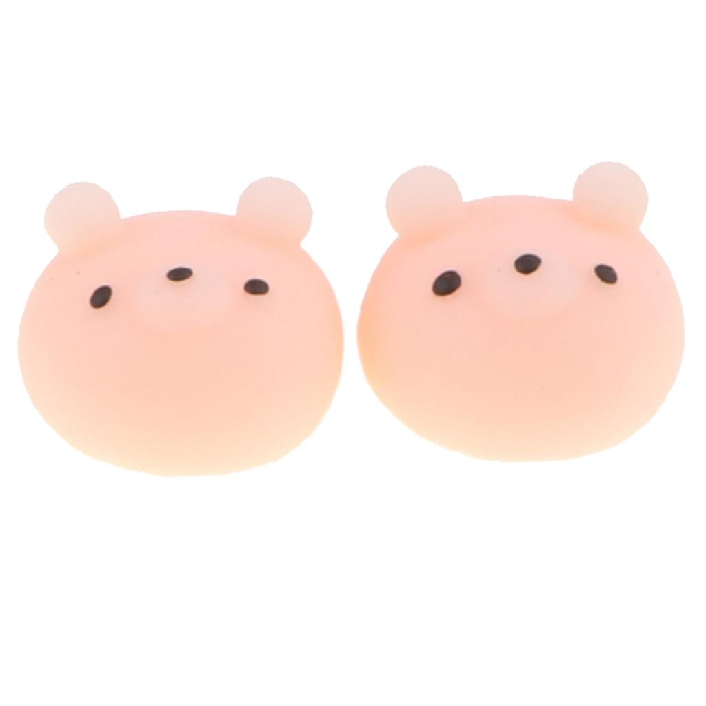 1 Pair Squishy Soft Slow Rising Squishes TPR Stress Relief Pink Bear Toy