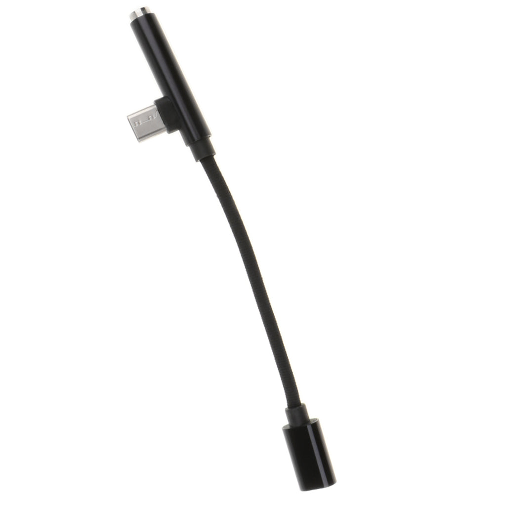 2 In 1 USB-C to Charger & 3.5mm AUX for Android Splitter Audio Cable black