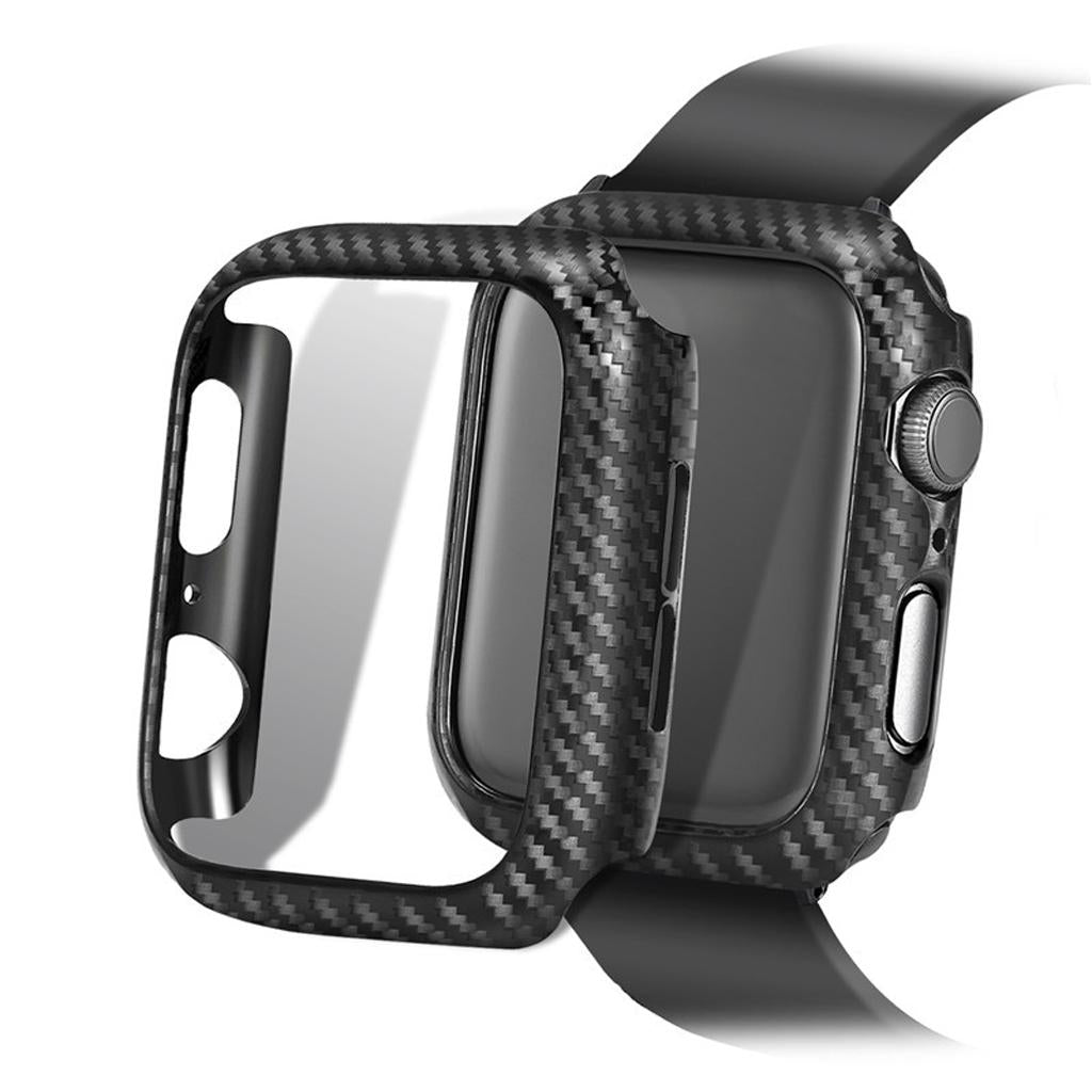 4xThin Carbon Fiber Lines PC Case for Apple Watch iWatch 4 40/44mm Black 40mm