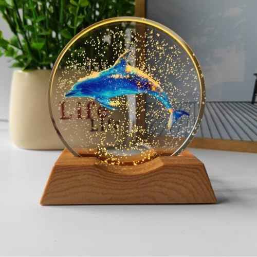 3D Acrylic LED Night Light with Durable Plastic Base Decorative Table Lamp (Dolphin Design)