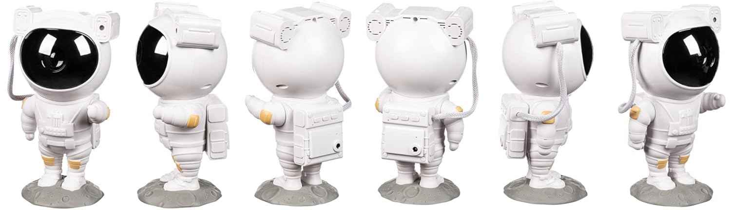 Astronaut Galaxy Projector Night Light with 360° rotating nebula, remote control, timer, and adjustable head—perfect for bedrooms, gaming rooms, and décor.