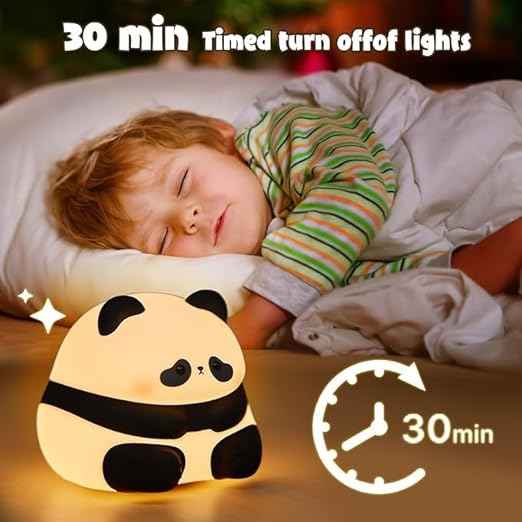 Cute Panda Touch Night Lamp with soft silicone design and rechargeable LED lighting—perfect for toddlers’ rooms, romantic ambiance, and Valentine’s gifting.