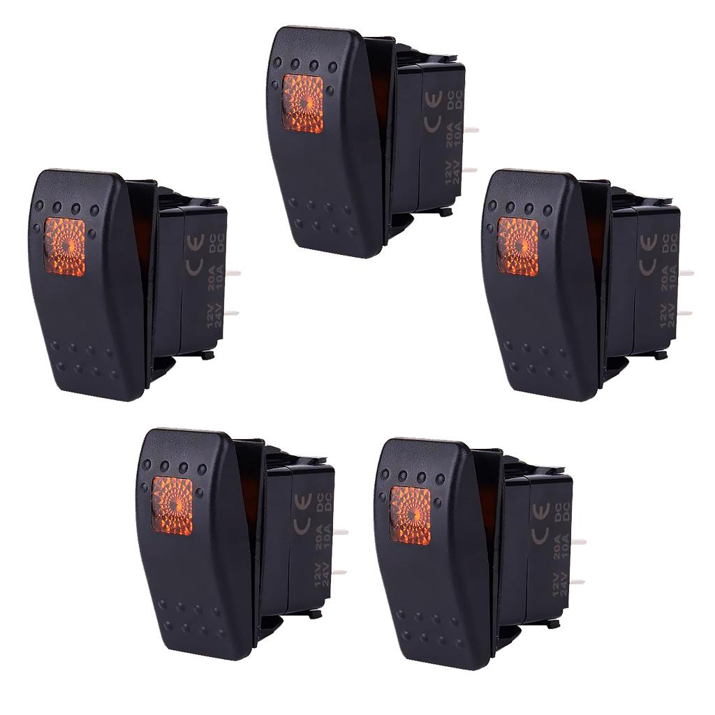 10 Pieces Car Boat 12V 20A Bar Rocker Toggle Switch for Orange &Green Light