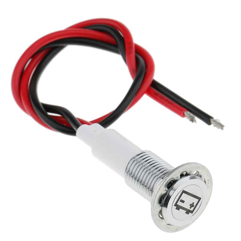 10mm 12V LED Dash Panel Battery Warning Light Indicator Lamp Car Boat White