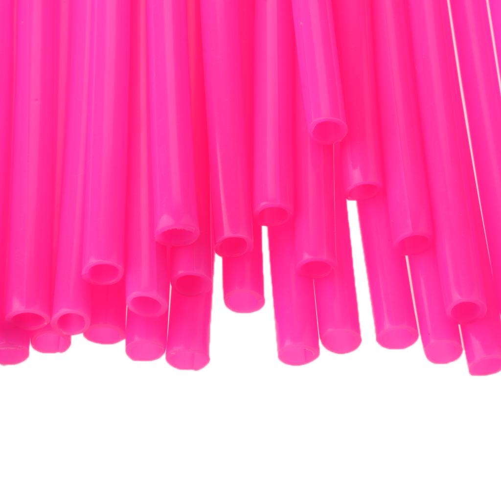 72pcs Universal Motocross Wheel Rim Spoke Wraps Skins Cover Pink+ Red Kit