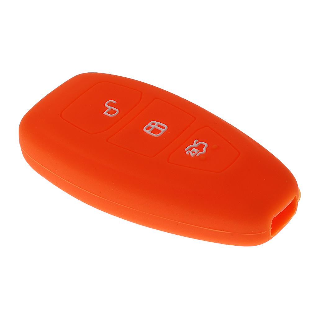 2x3 Buttons Remote Key Silicone Case Cover For Ford Fiesta C-Max Mondeo Orange
