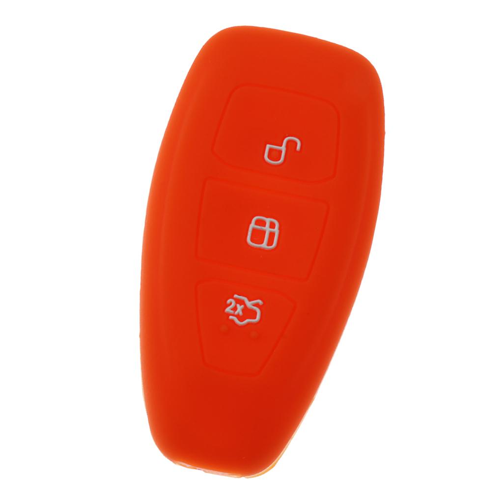 2x3 Buttons Remote Key Silicone Case Cover For Ford Fiesta C-Max Mondeo Orange