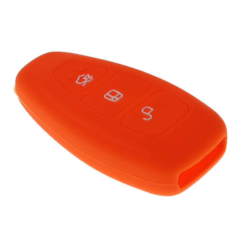2x3 Buttons Remote Key Silicone Case Cover For Ford Fiesta C-Max Mondeo Orange