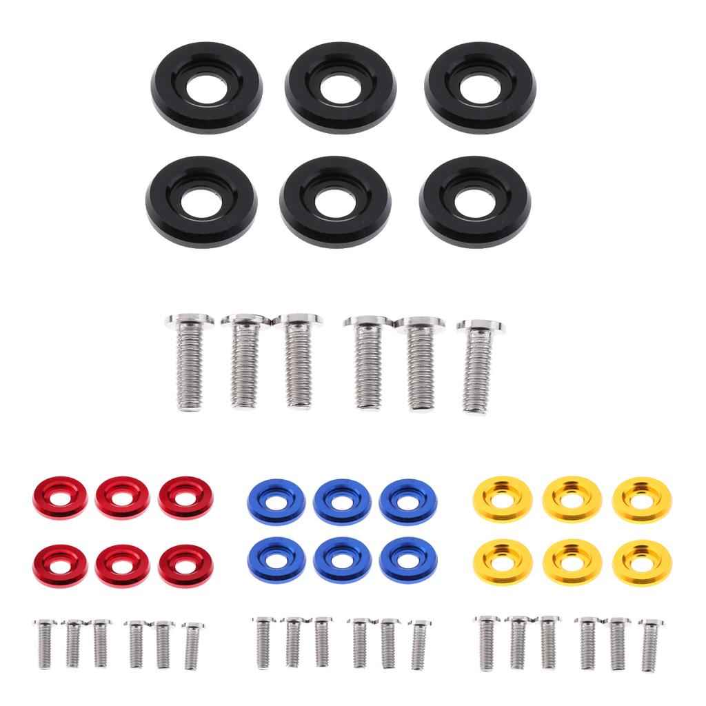 6 Set M6x18mm Aluminium License Plate Frame Bumper Fender Bolt Screw Black