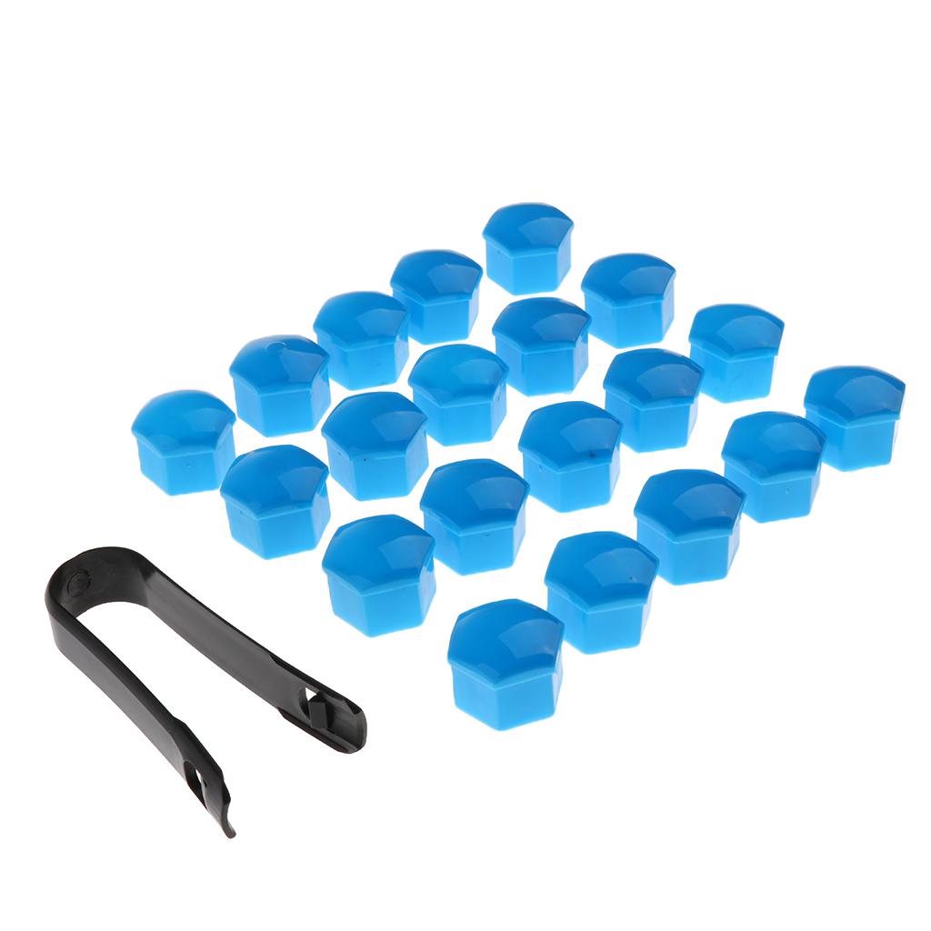 4x20 Pieces Car Truck Wheel Tyre Center Hub Screw 19mm Protective Cap Blue