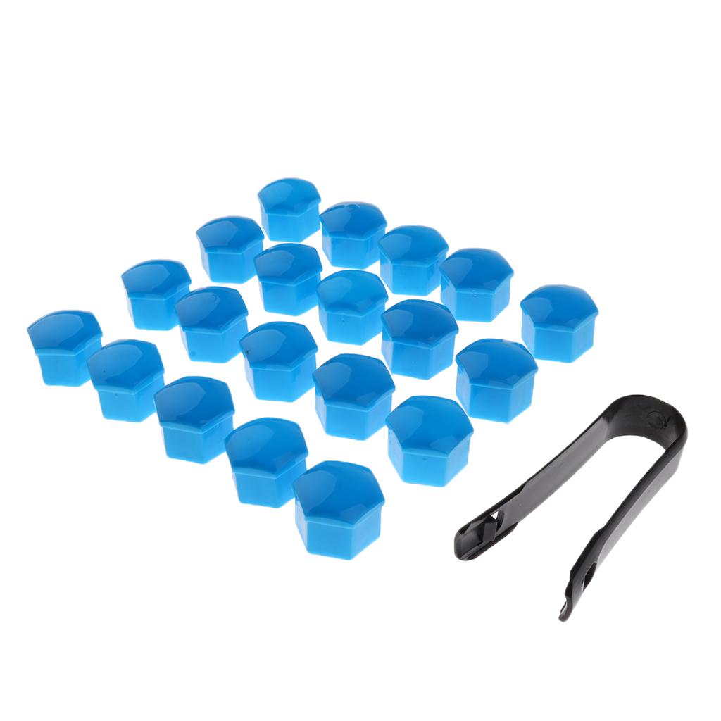 4x20 Pieces Car Truck Wheel Tyre Center Hub Screw 19mm Protective Cap Blue
