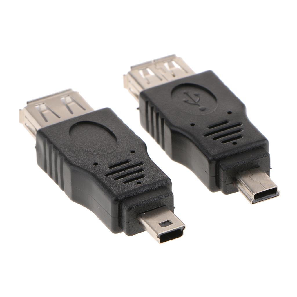 2x2Pcs Car Mini USB2.0 Male to Female Adapters Audio MP3 Converter Connectors