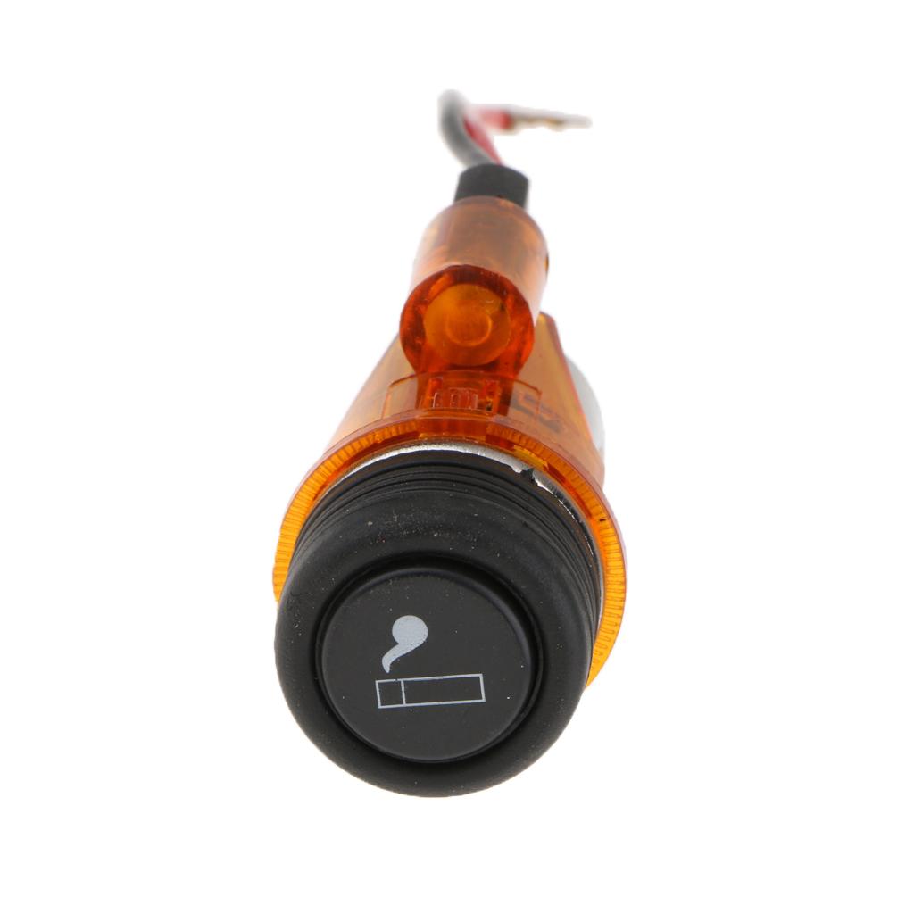 3xCar Cigarette Lighter Socket 12V Power Plug With Light Dia 2.8mm Orange