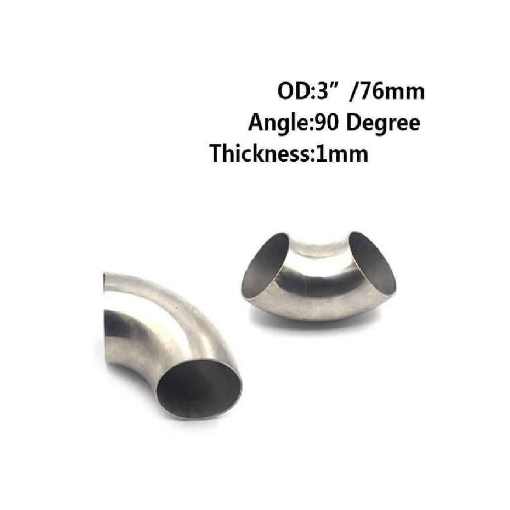 Auto 3" Stainless Steel 90Degree 76mm Exhaust Pipe Tubing Thick Trim Kit New