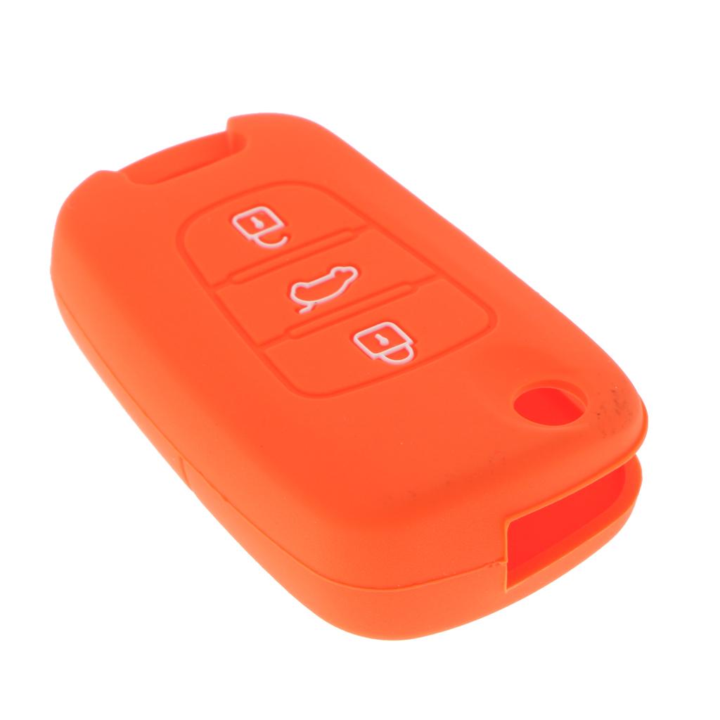 2xSilicone Romote Flip Key Shell For Hyundai K2 K5 K713 Sorento Orange