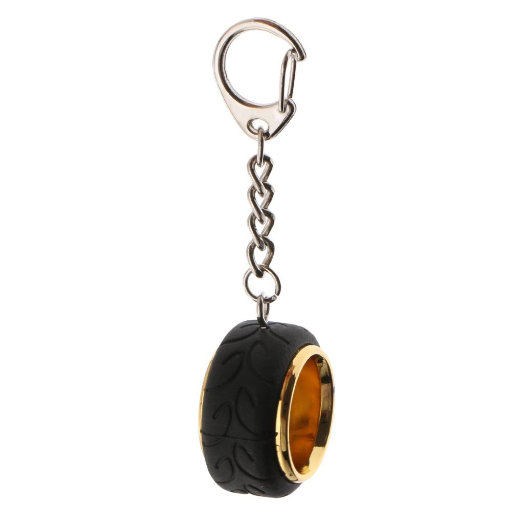 2xCar Key Ring Creative Wheel Rim Hub Design Chain Keyfob Pendant Golden