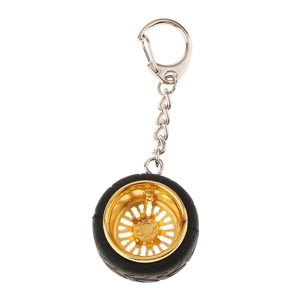 3xCar Key Ring Creative Wheel Rim Hub Design Chain Keyfob Pendant Golden