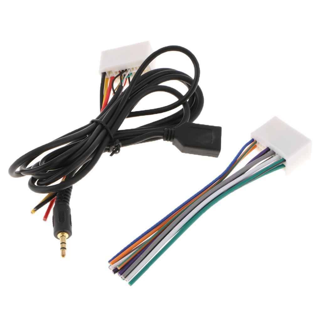 Car Audio Cable Harness Plug W/ USB AUX Line For KIA K2 K5 Hyundai