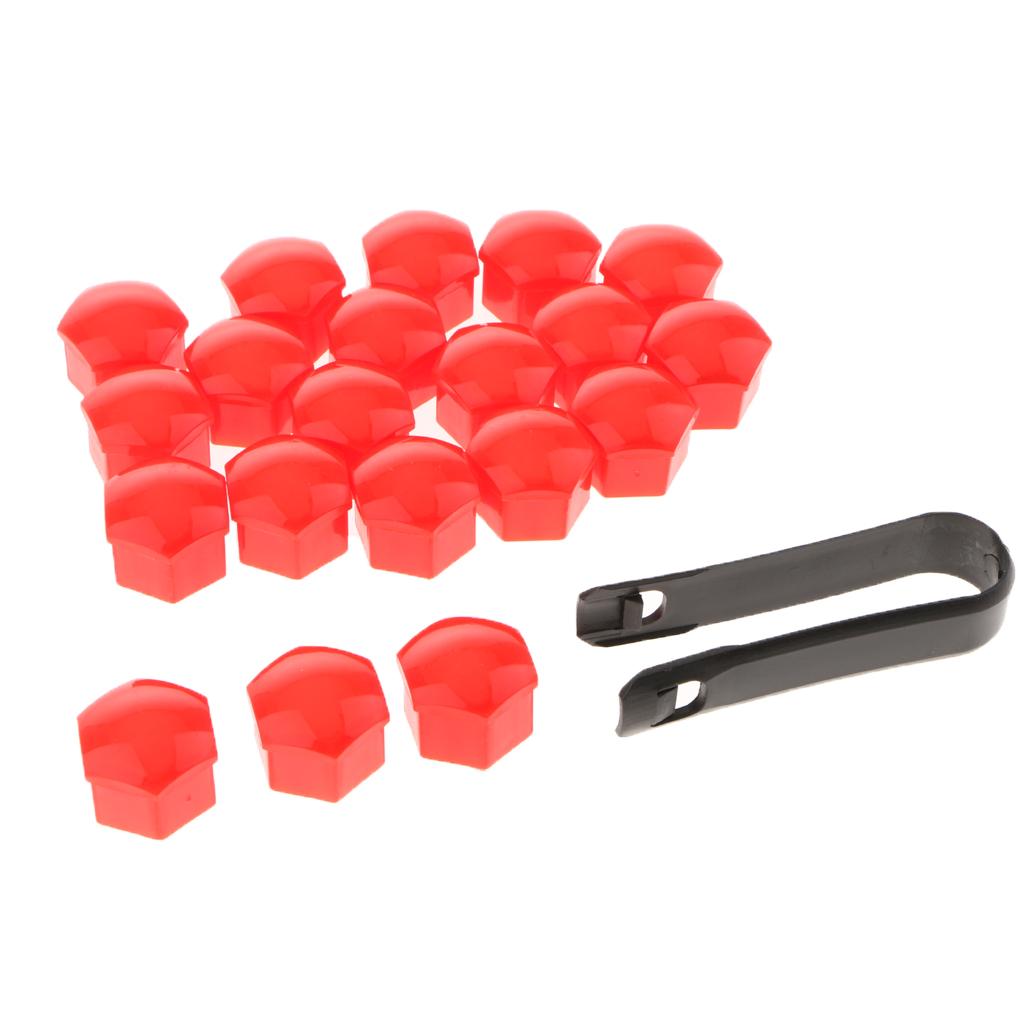 2x20Pcs Car Truck Wheel Tyre Center Hub Screw 19mm Protect Cap Red