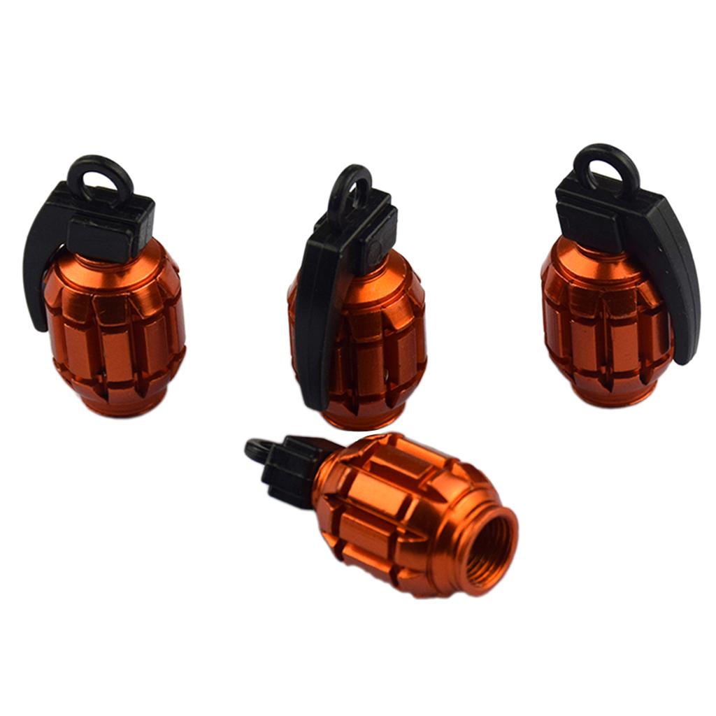 4x4 Anodized Valve Stem Multi Cap Kit/Set For Rims/Wheels/Tires SUV Orange