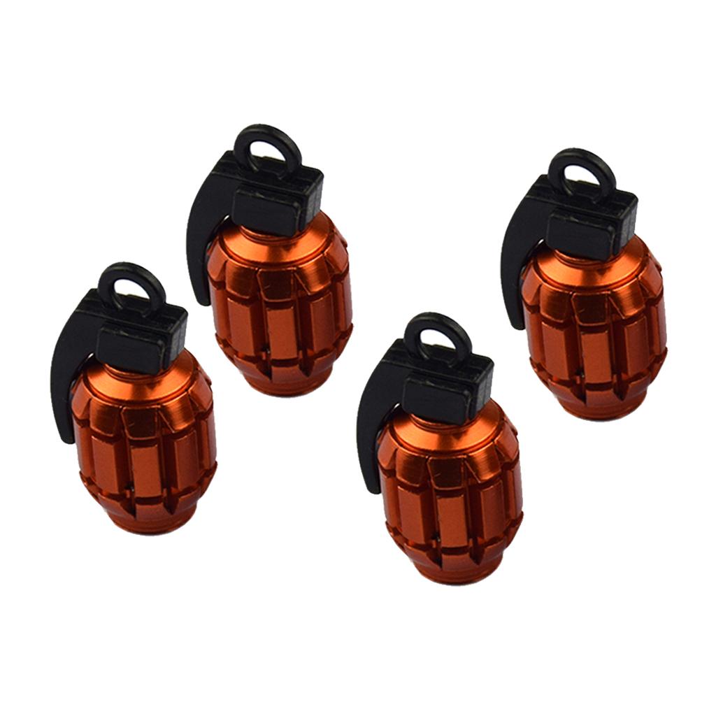 4x4 Anodized Valve Stem Multi Cap Kit/Set For Rims/Wheels/Tires SUV Orange
