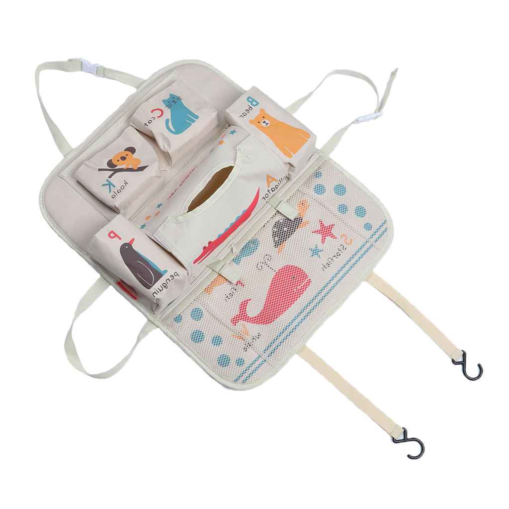 Cartoon Car Seat Back Multi-Pocket Storage Bag Organizer ABC animal-shape