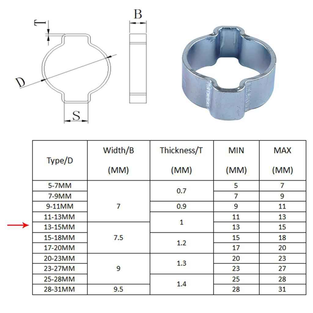 13-15MM DOUBLE EAR CLIPS ,O CLAMP ,ZINC PLATED STEEL ,10 PACK