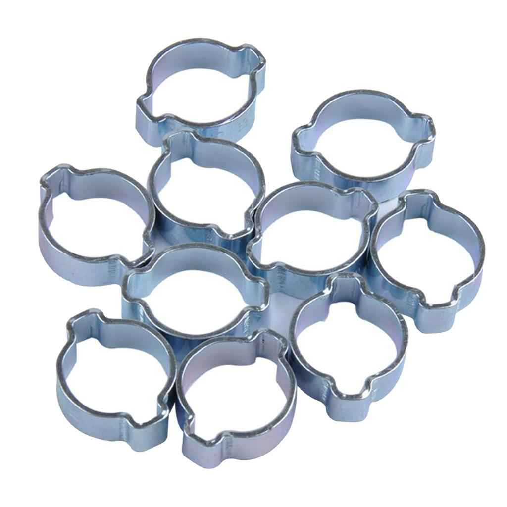 13-15MM DOUBLE EAR CLIPS ,O CLAMP ,ZINC PLATED STEEL ,10 PACK