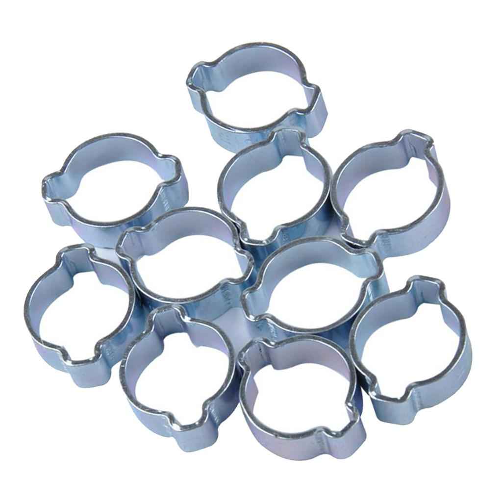 15-18MM DOUBLE EAR CLIPS ,O CLAMP ,ZINC PLATED STEEL ,10 PACK