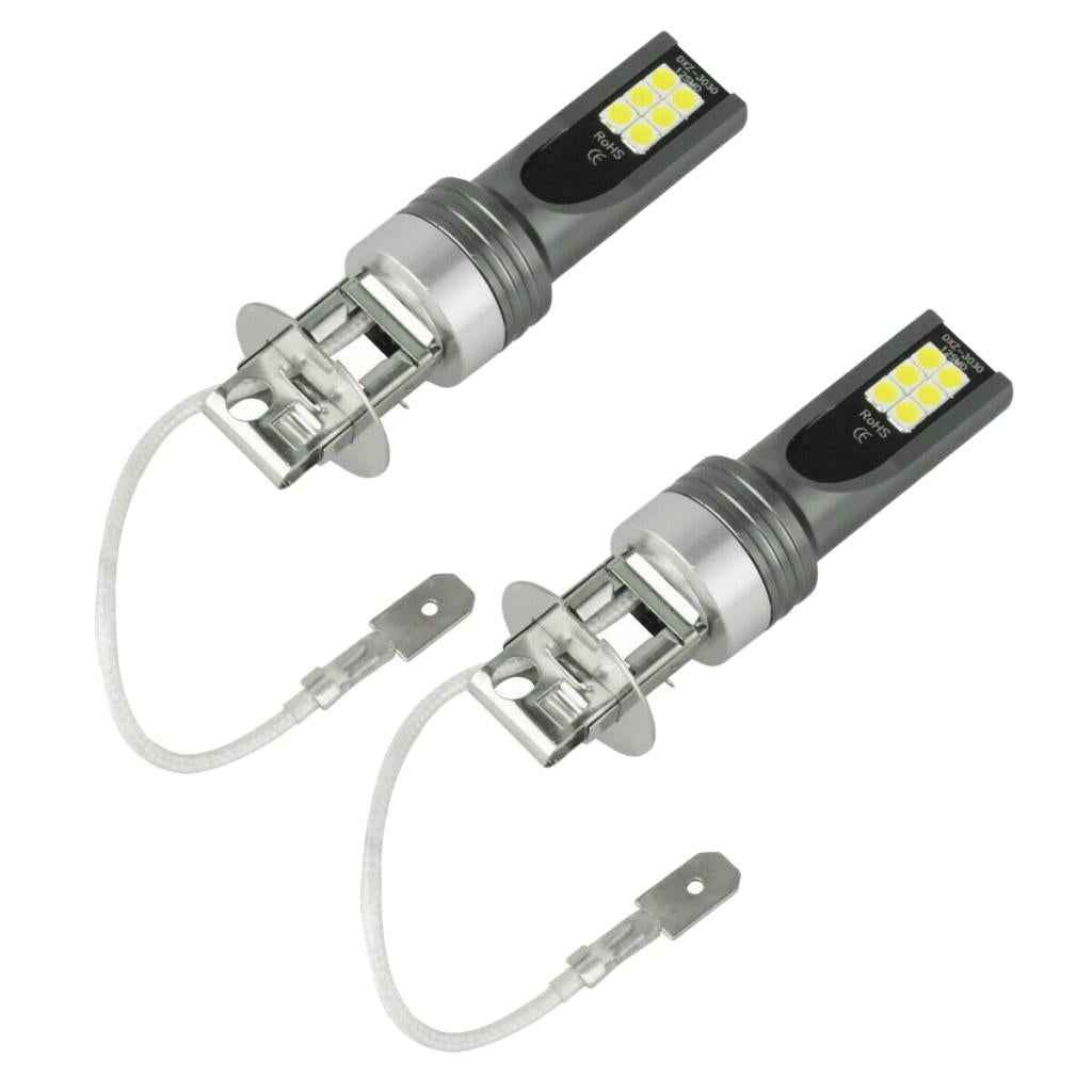 H3 3030 12LED 1200LM Fog Driving Lights DRL Headlight Kit Bulbs 6500K White