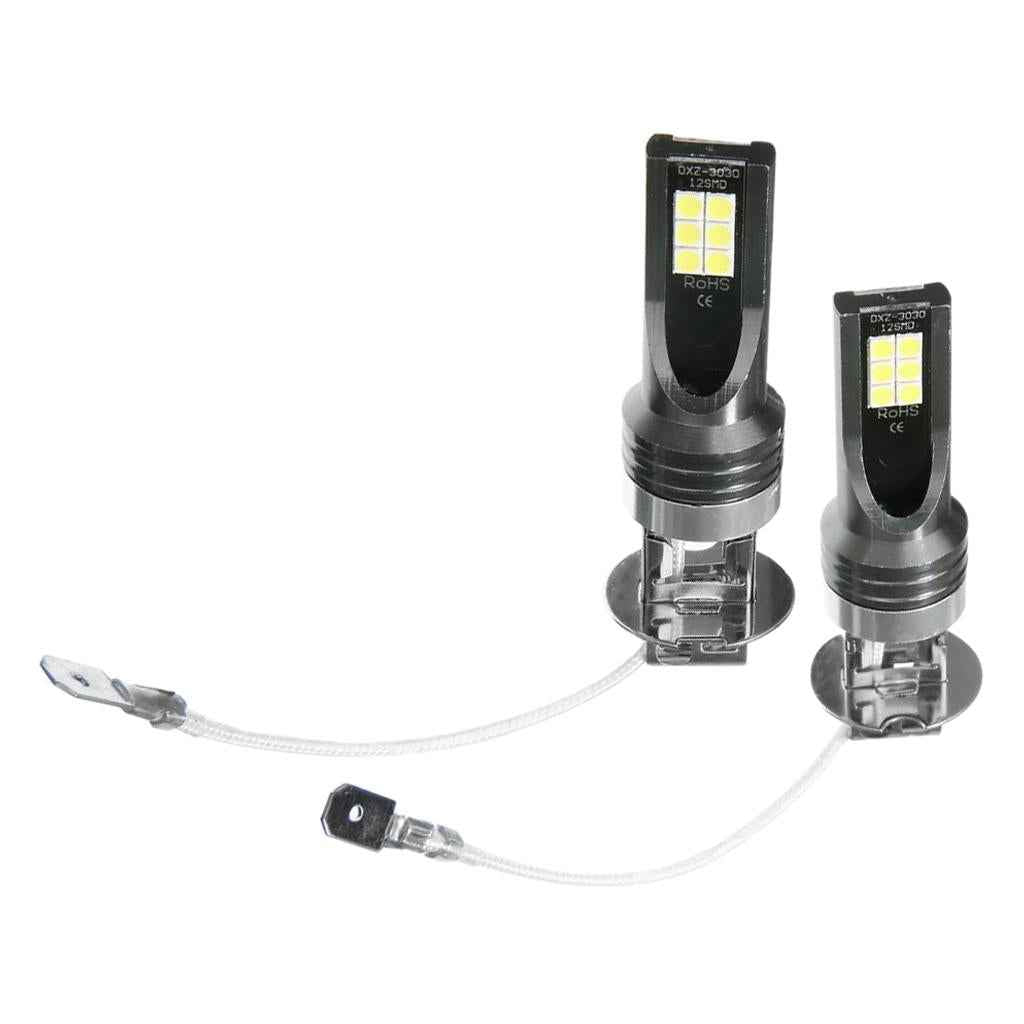 H3 3030 12LED 1200LM Fog Driving Lights DRL Headlight Kit Bulbs 6500K White