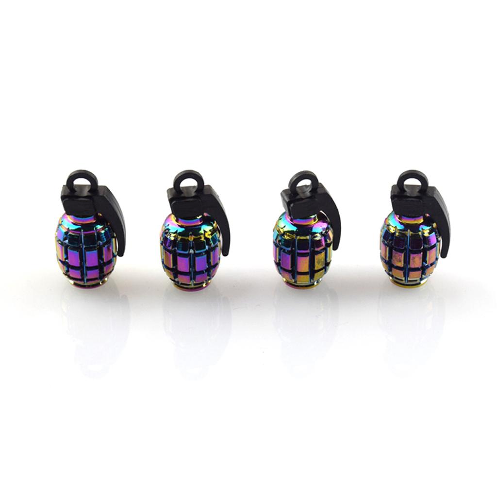 4x 4pcs Metal Schrader Tire Valve Caps Bike Motorcycle Dust Cover Grenade