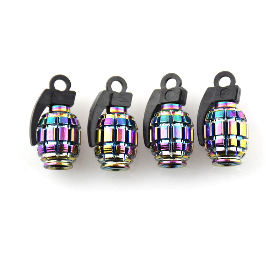2x 4pcs Metal Schrader Tire Valve Caps Bike Motorcycle Dust Cover Grenade