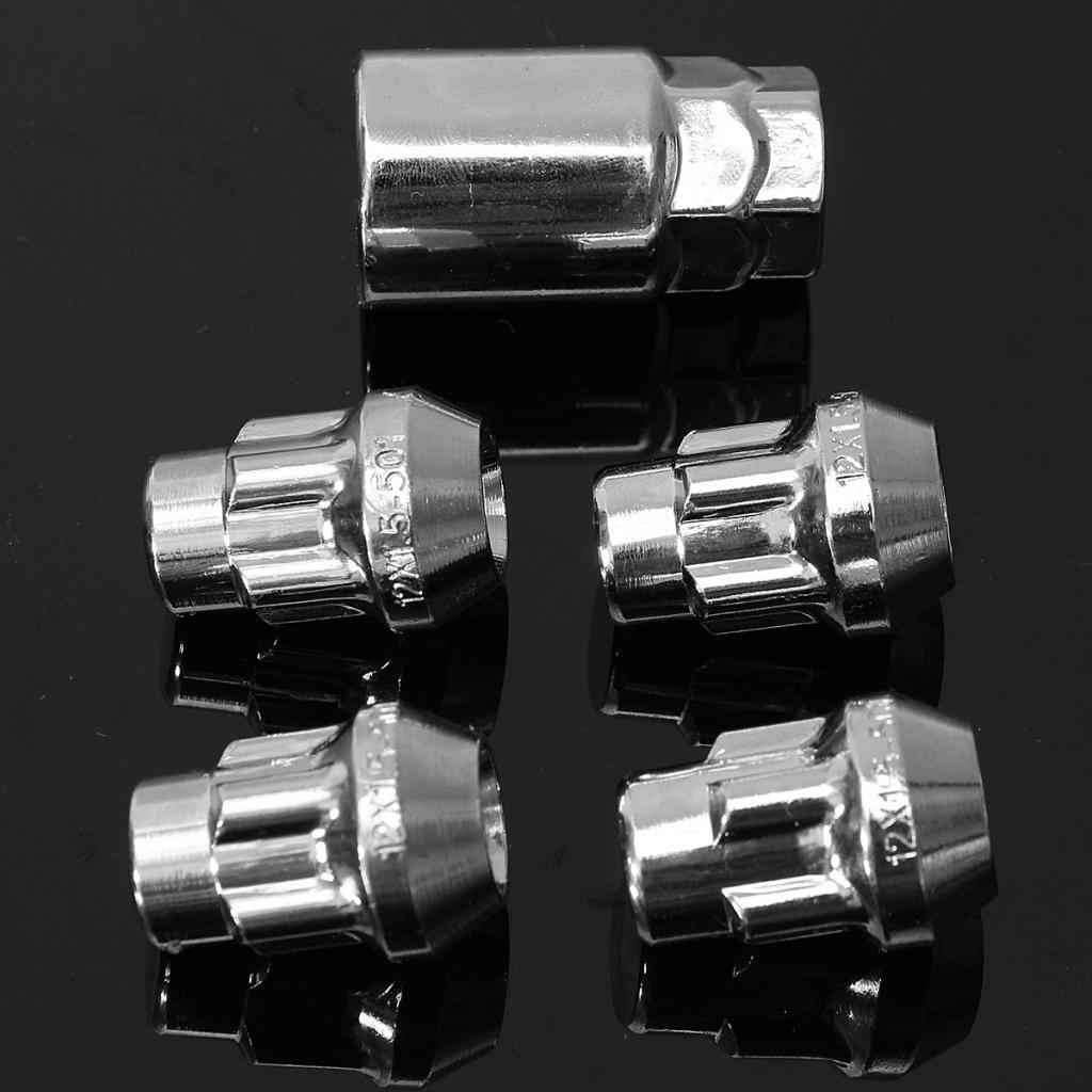 14x1.5mm Locking Alloy Wheel Lock Bolts 60Deg Tapered Security Nuts with Key