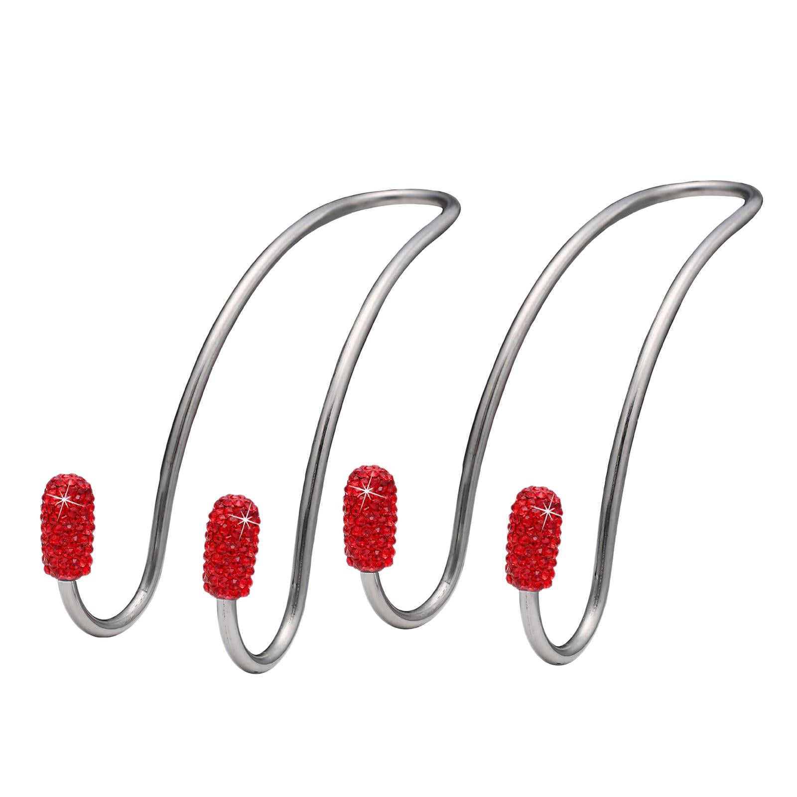 4x2Pcs Car Head Rest Hanger Hooks Grocery Purse Bags Organizer Red