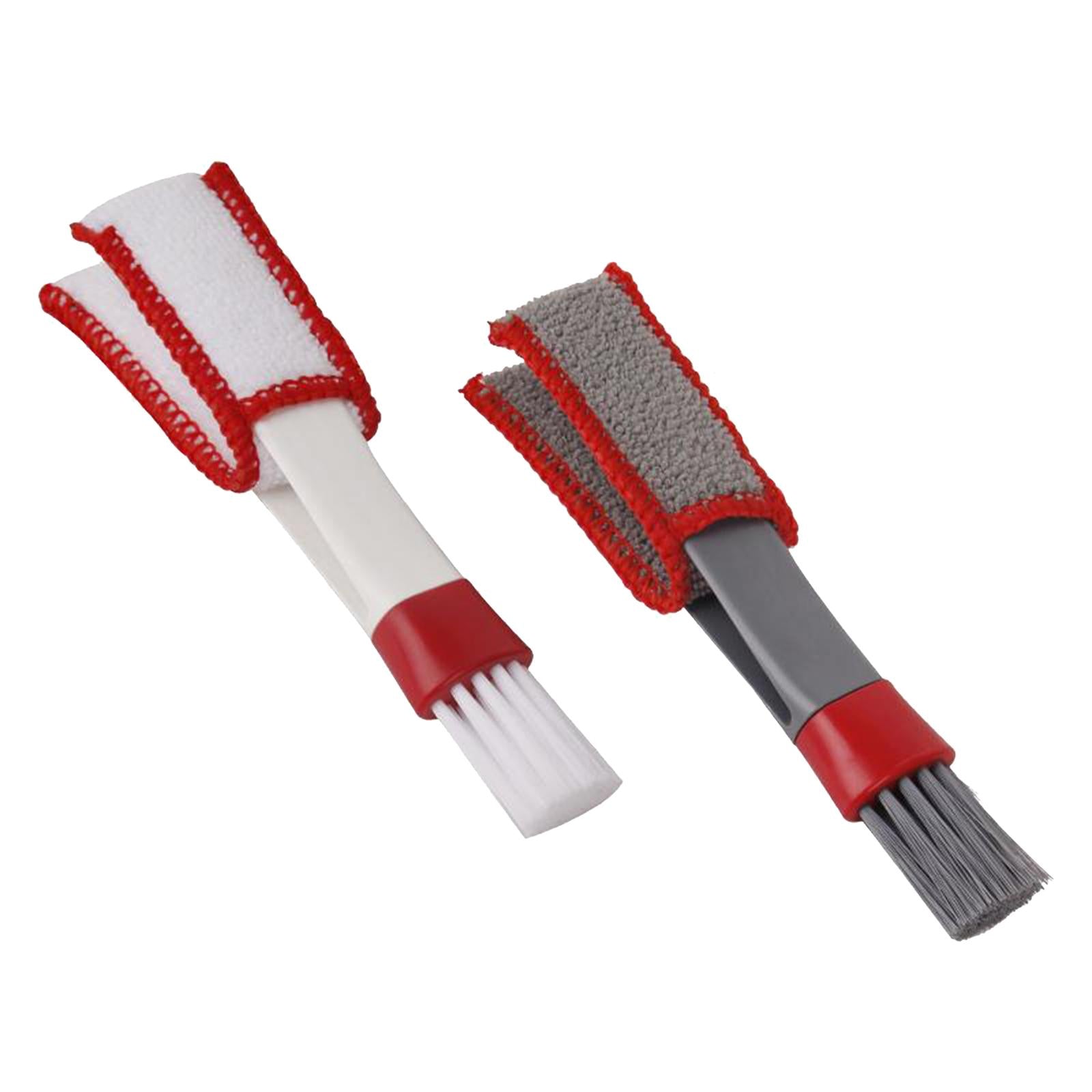 3xCar AC Vent Brush Window Blinds Dust Cleaner Duster Cleaning Brush Red White