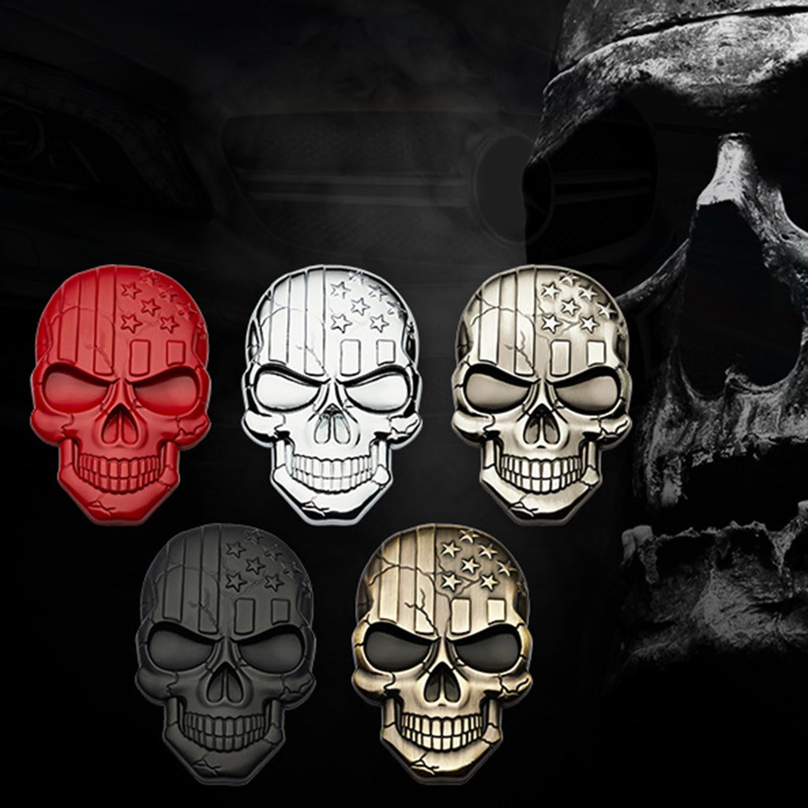 4x3D Decal Skull Car Sticker Modification Plating for Motorcycle Truck Silver
