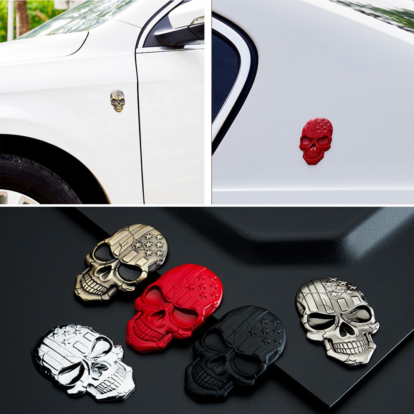 4x3D Decal Skull Car Sticker Modification Plating for Motorcycle Truck Silver